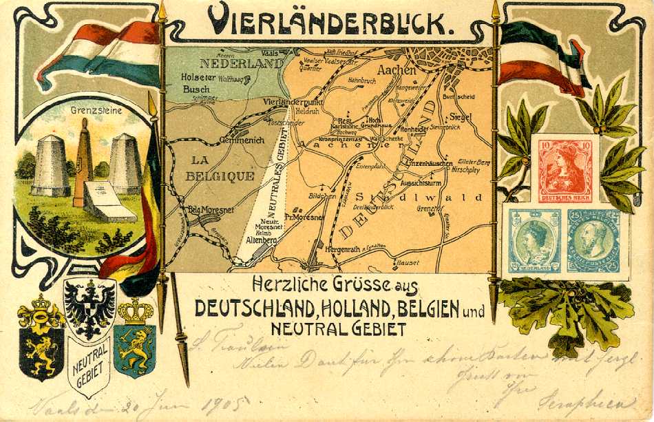 postcard of the four-country-point