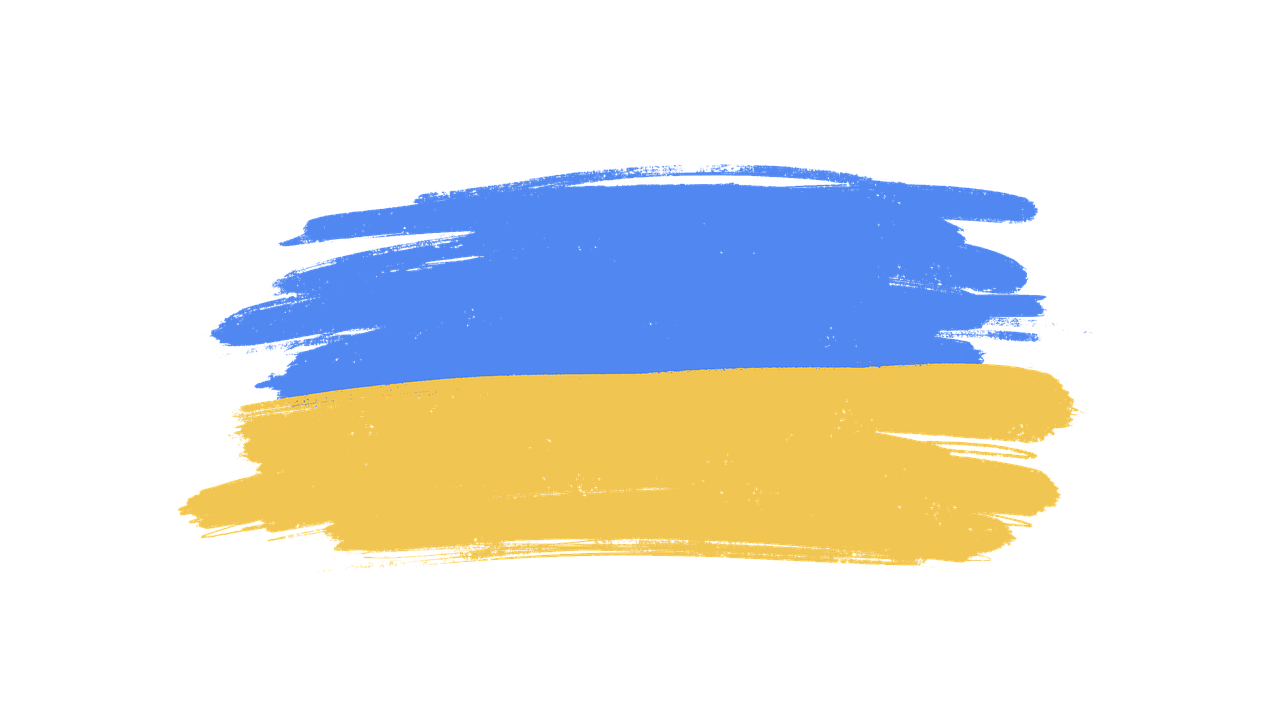 An illustration with blue and yellow e-brush strokes, alluding the flag of Ukraine