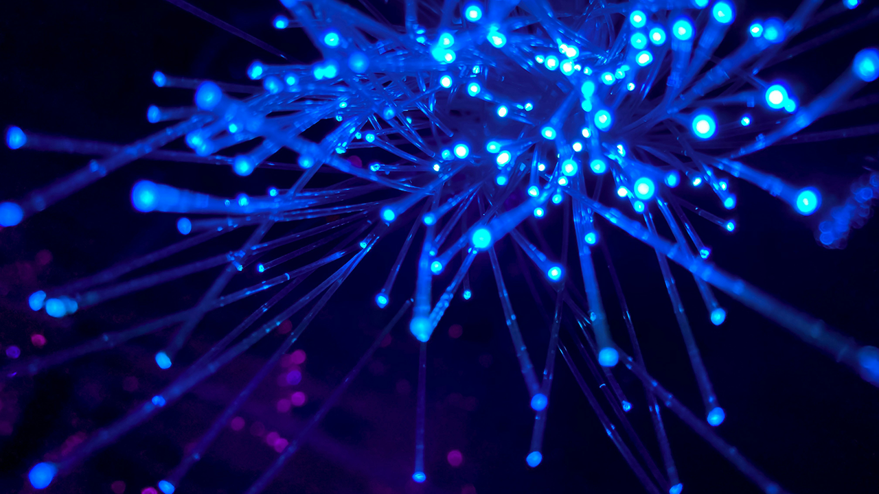 A net of blue glowing wires-
