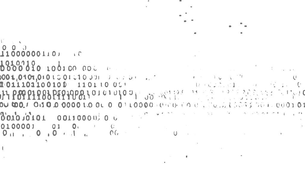 An illustration displaying zeros and ones, some parts of the text faint.